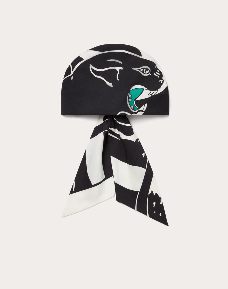 VALENTINO ESCAPE PANTHER PRINT COTTON AND SILK HEADBAND 1