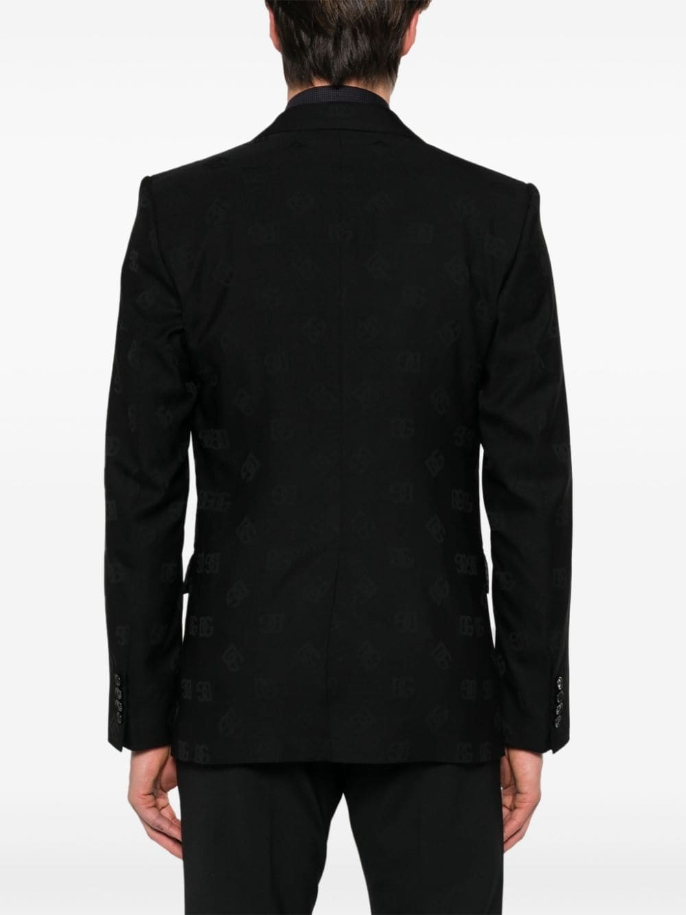 monogram-jacquard wool blazer - 4