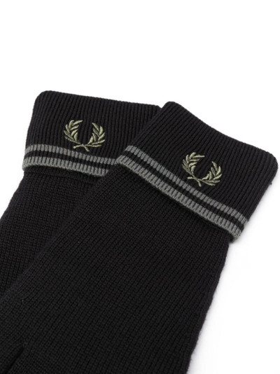 Fred Perry embroidered-logo striped gloves outlook
