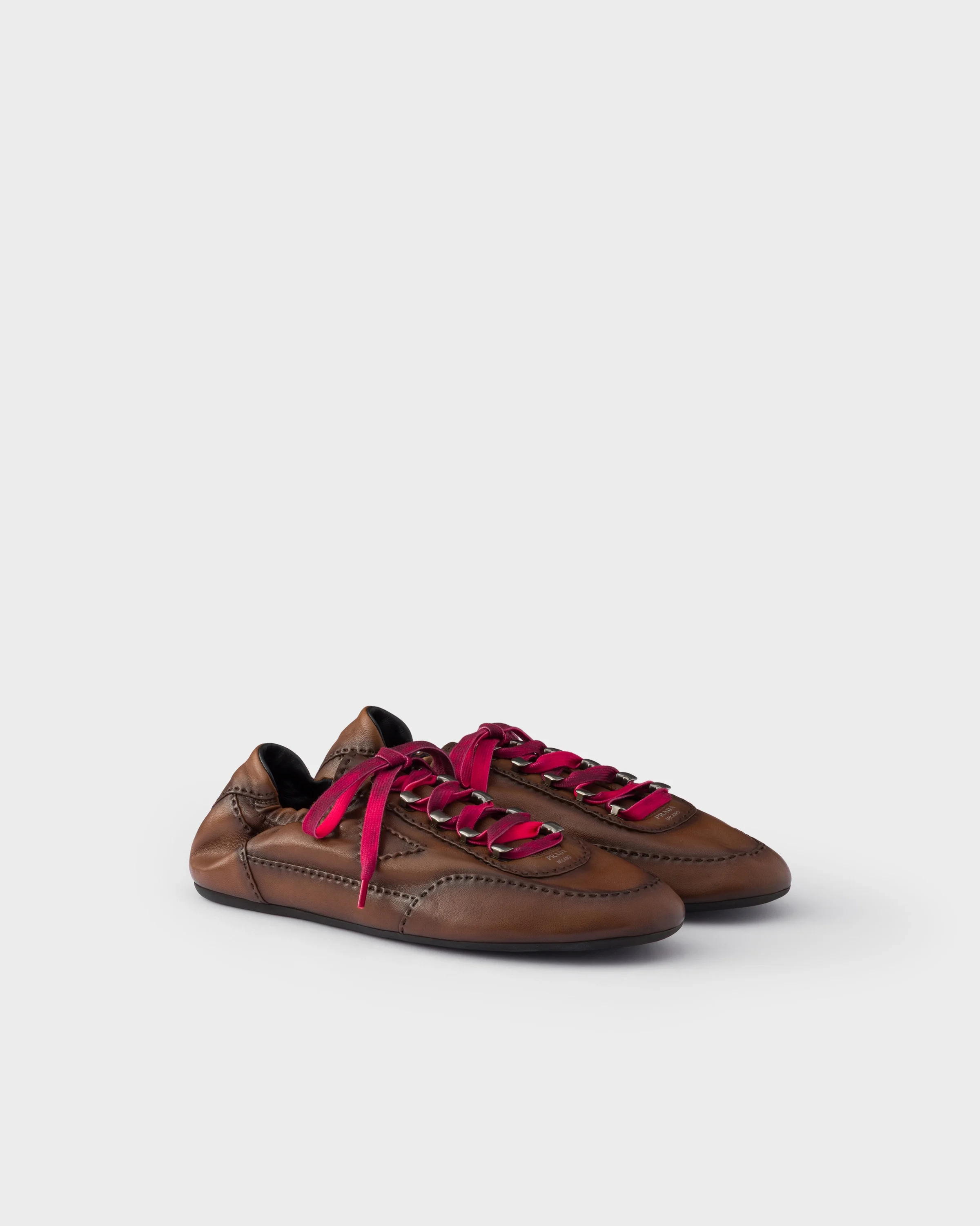Collapse antiqued nappa leather sneakers with hooks - 1