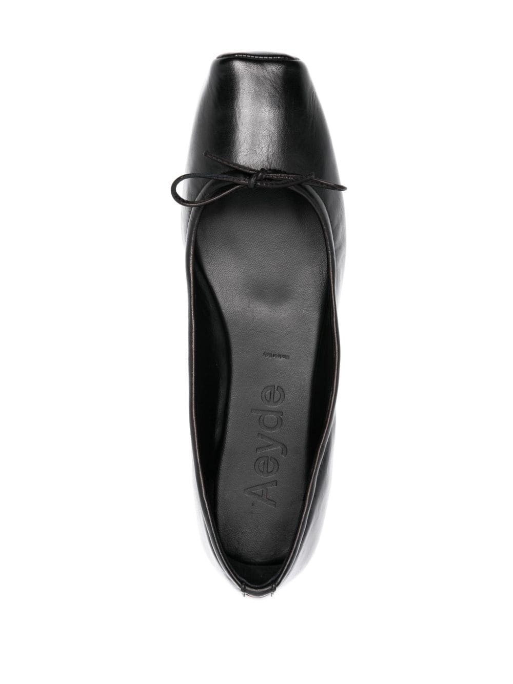 square-toe leather ballerina shoes - 4