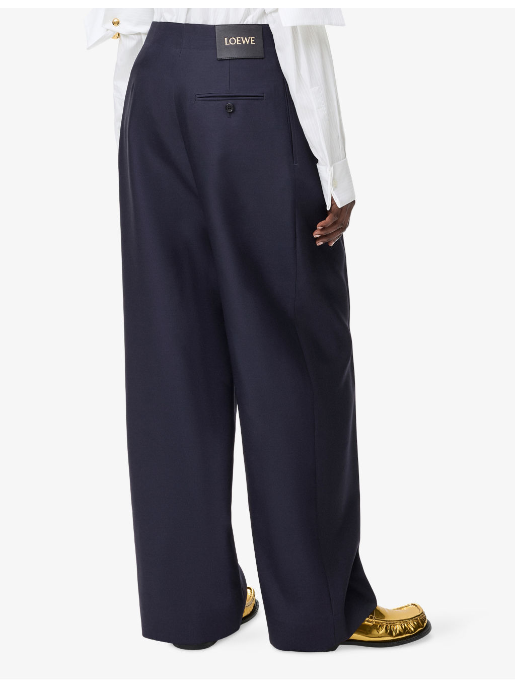 Belted Wide-Leg Wool-Silk Blend Trousers - 4