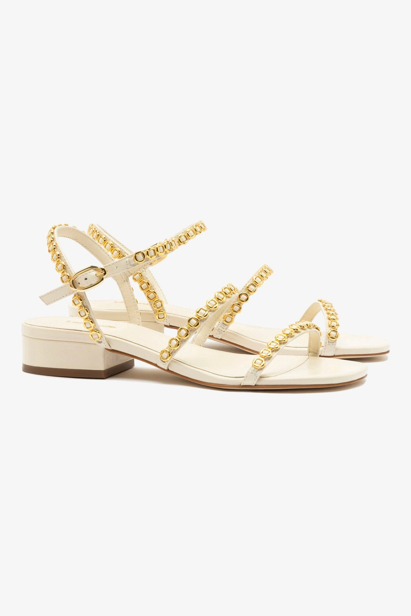 Milanina Flat Sandal In Ivory Leather 3