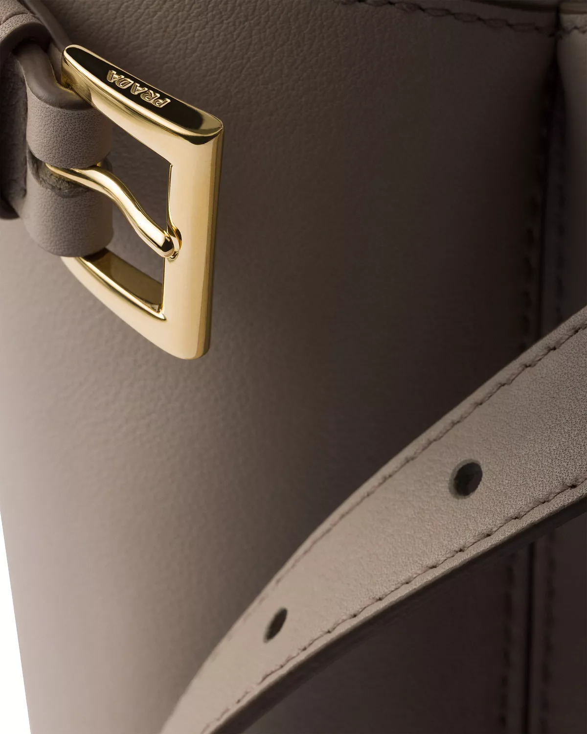 Buckle Medium Leather Handbag with Double Belt - 5