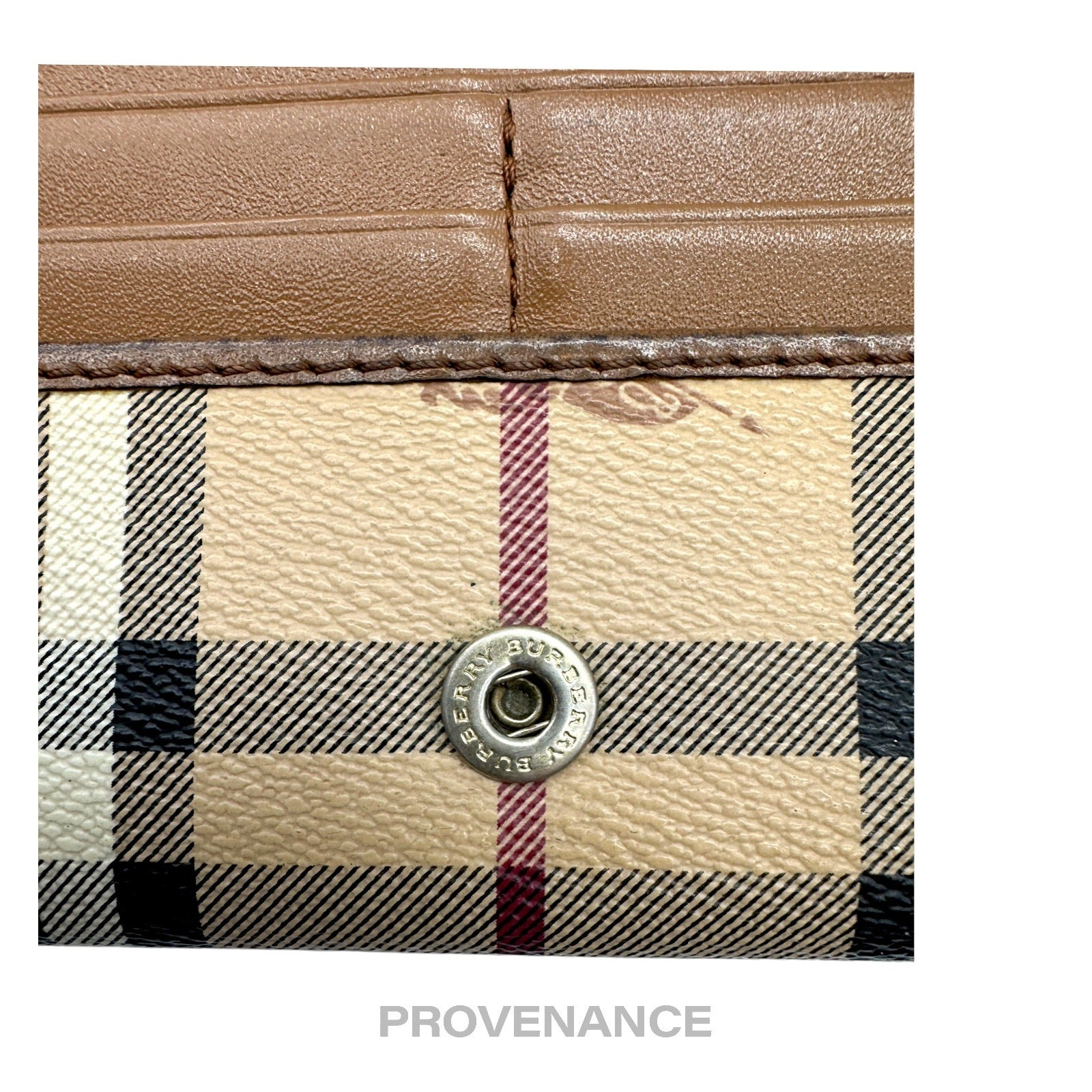 Burberry Long Snap Wallet - Haymarket Check Brown - 12