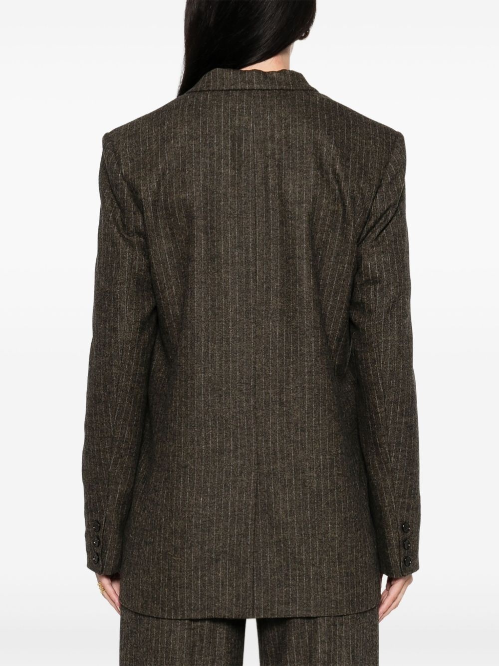 pinstripe single-breasted blazer - 4