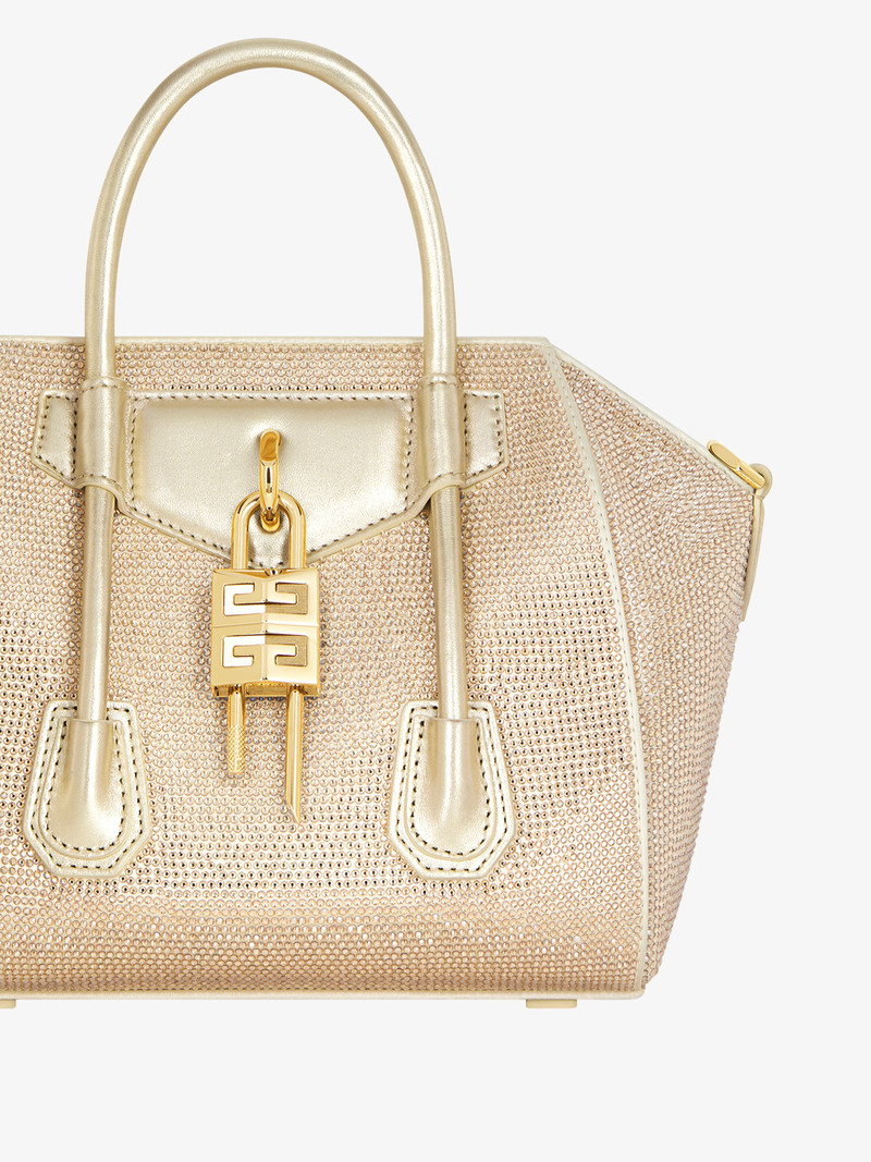 MINI ANTIGONA LOCK BAG IN SATIN WITH STRASS 6