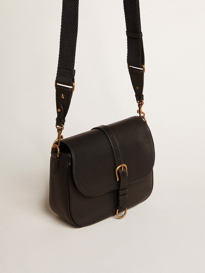 Golden Goose Medium Sally Bag in black leather with buckle and shoulder strap outlook