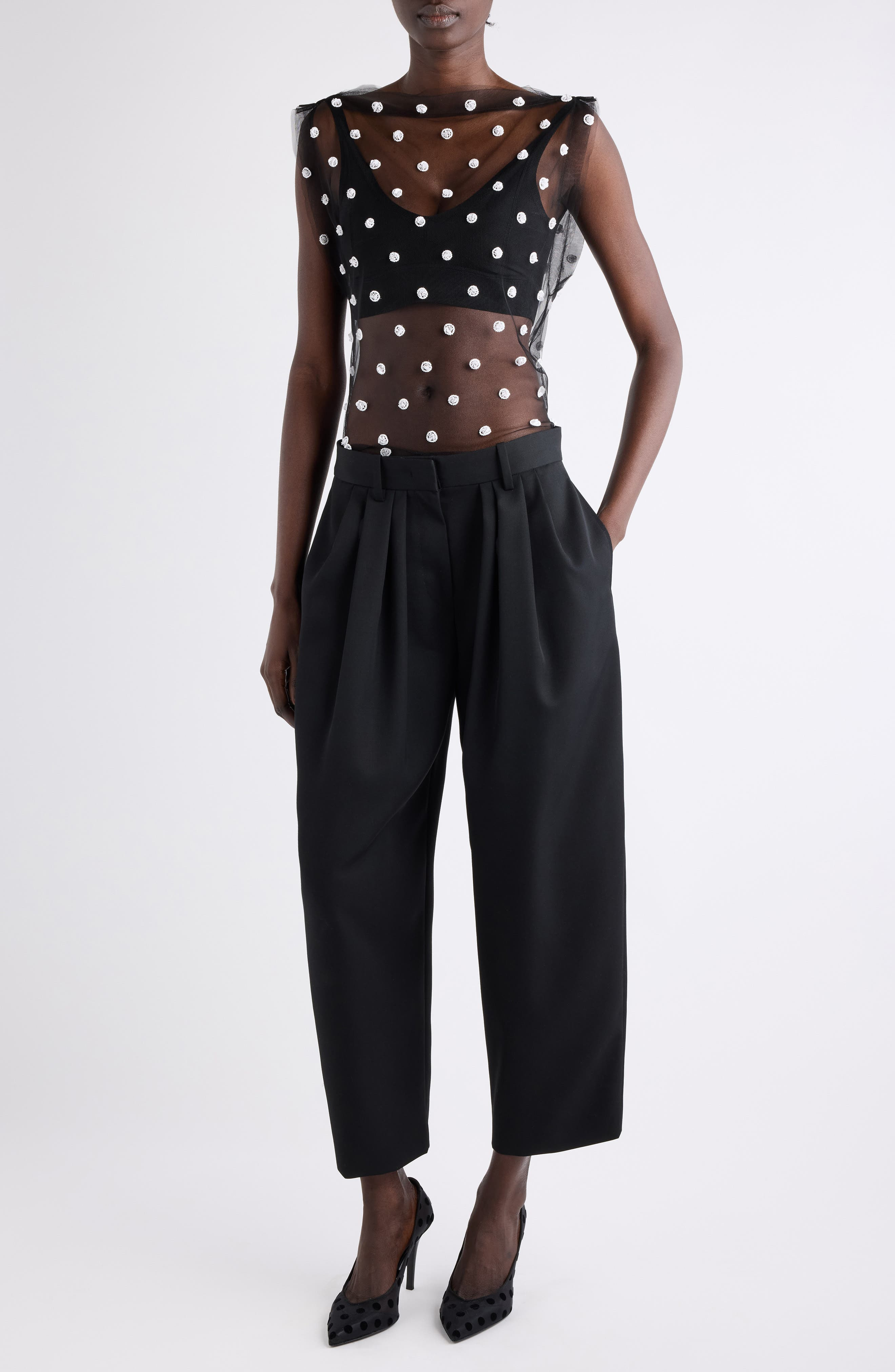 Isabel Marant Elicy Embellished Tulle Top in Black at Nordstrom - 2