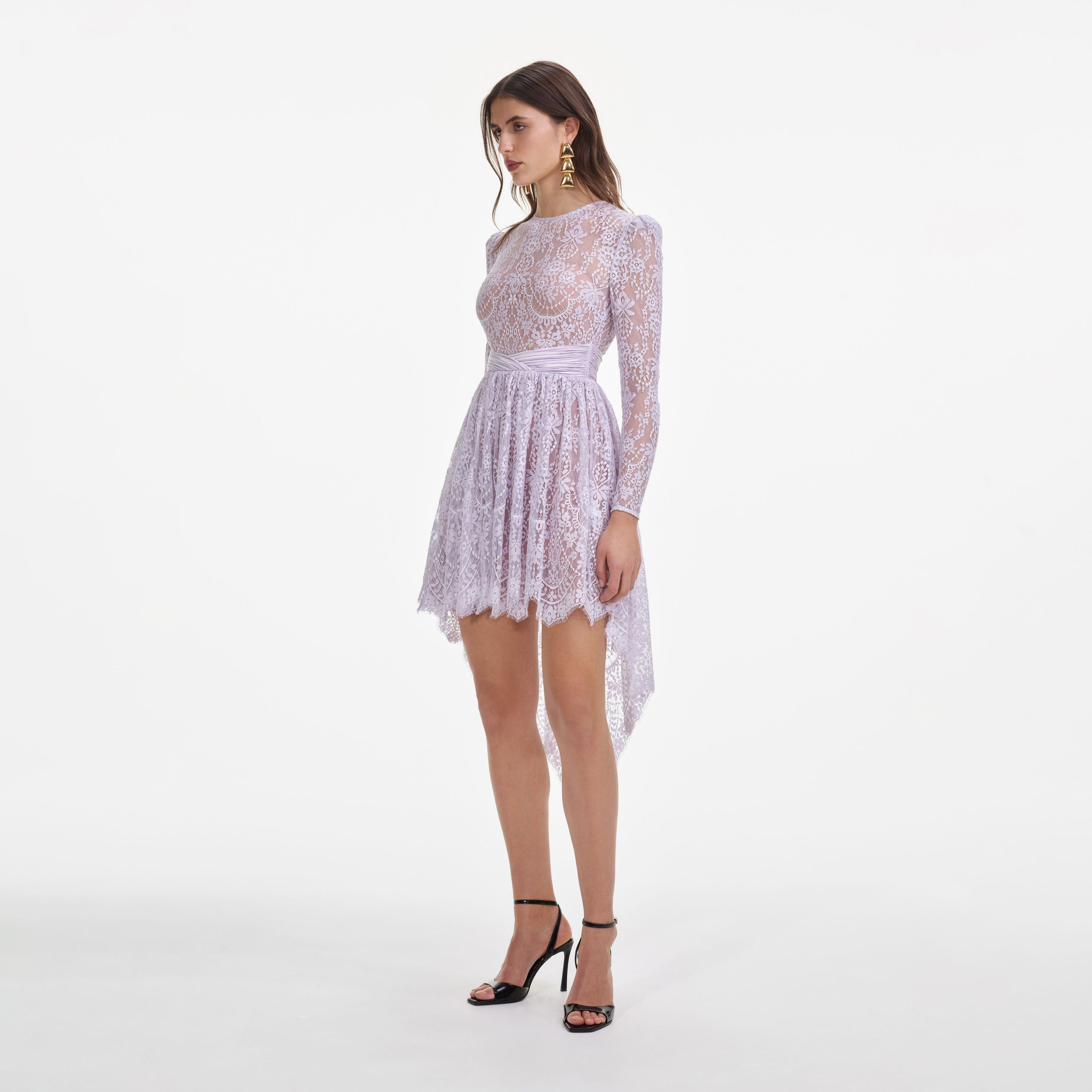 Lilac Lace Satin Mini Dress - 2
