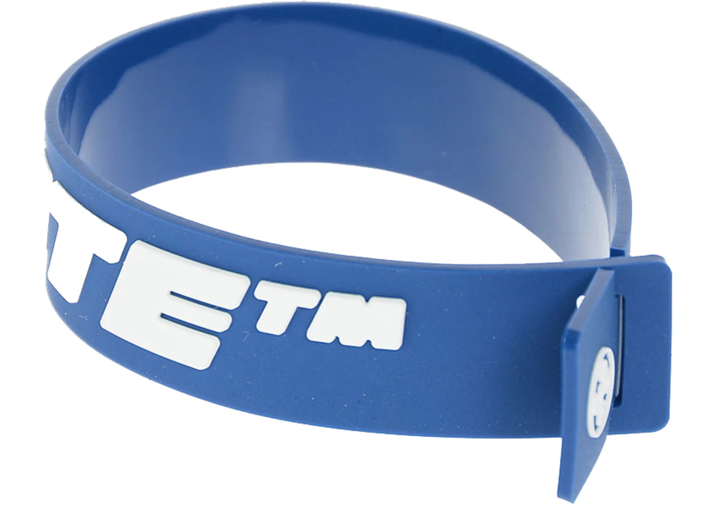 OFF-WHITE PVC 2.0 Embossed Logo Industrial Thin Bracelet Blue - 2