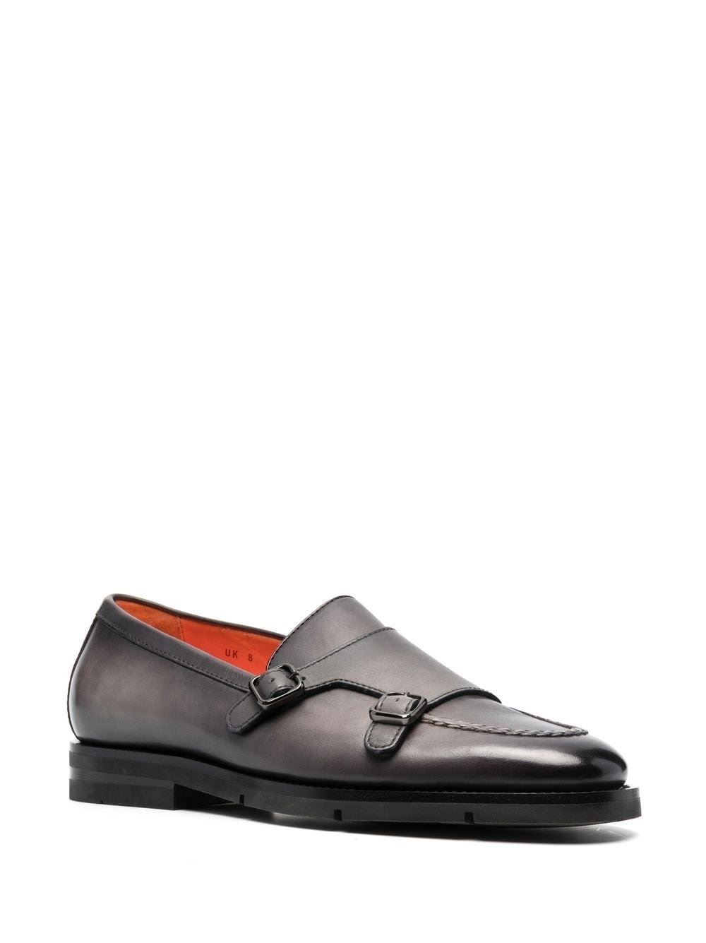 double-buckle leather monk shoes - 2