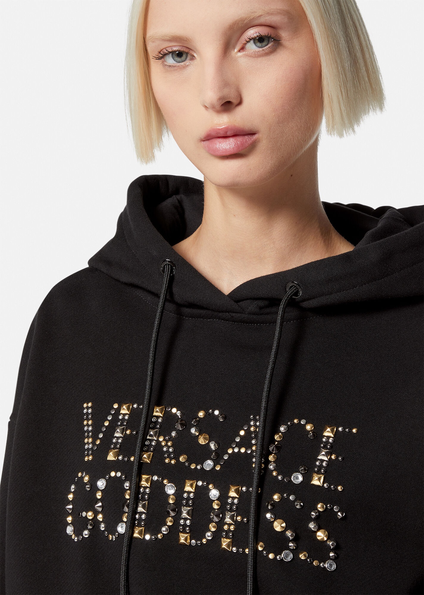 Versace Goddess Studded Crop Hoodie - 5