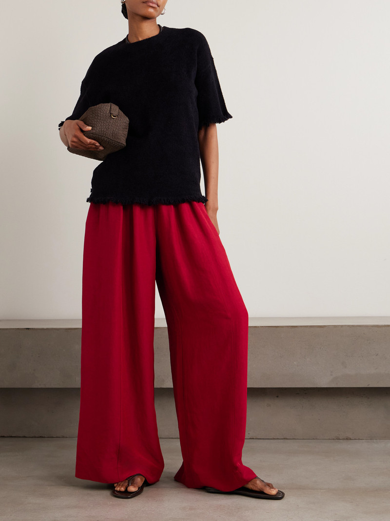 MARIA McMANUS Basketball Satin-trimmed Cotton-twill Wide-leg Pants outlook