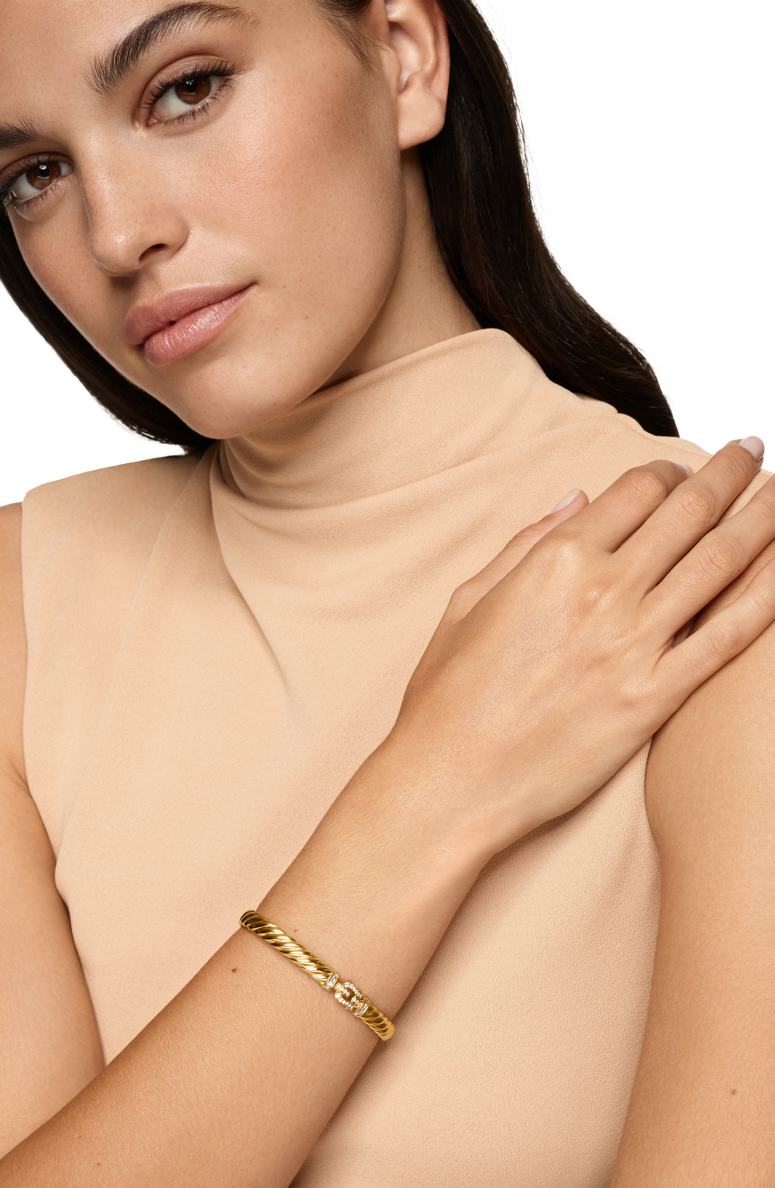 David Yurman Sculpted Cable Buckle Bracelet in 18K Yellow Gold with Diamonds, 6mm at Nordstrom - 2