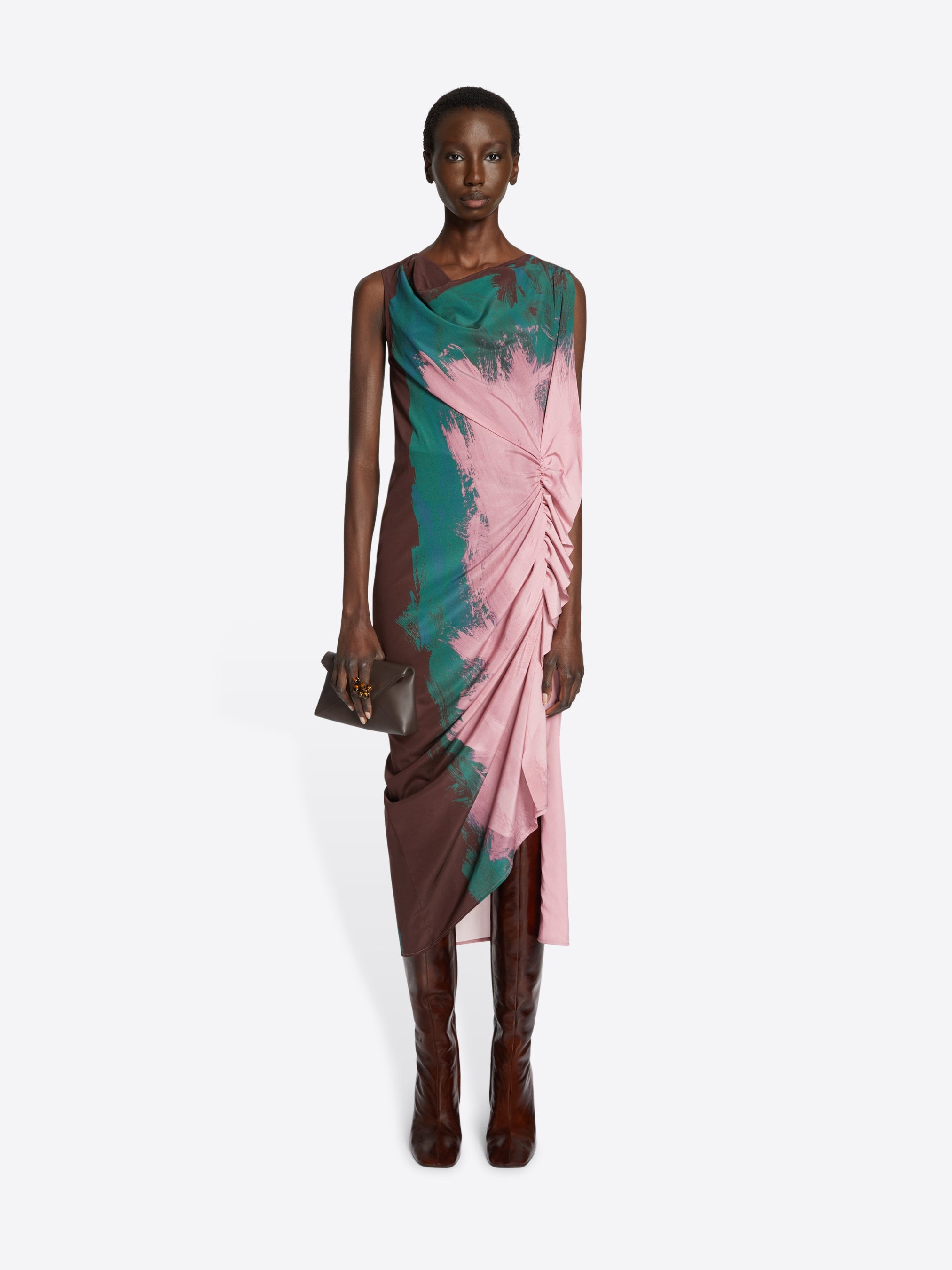 PRINTED DRAPED DRESS - 2