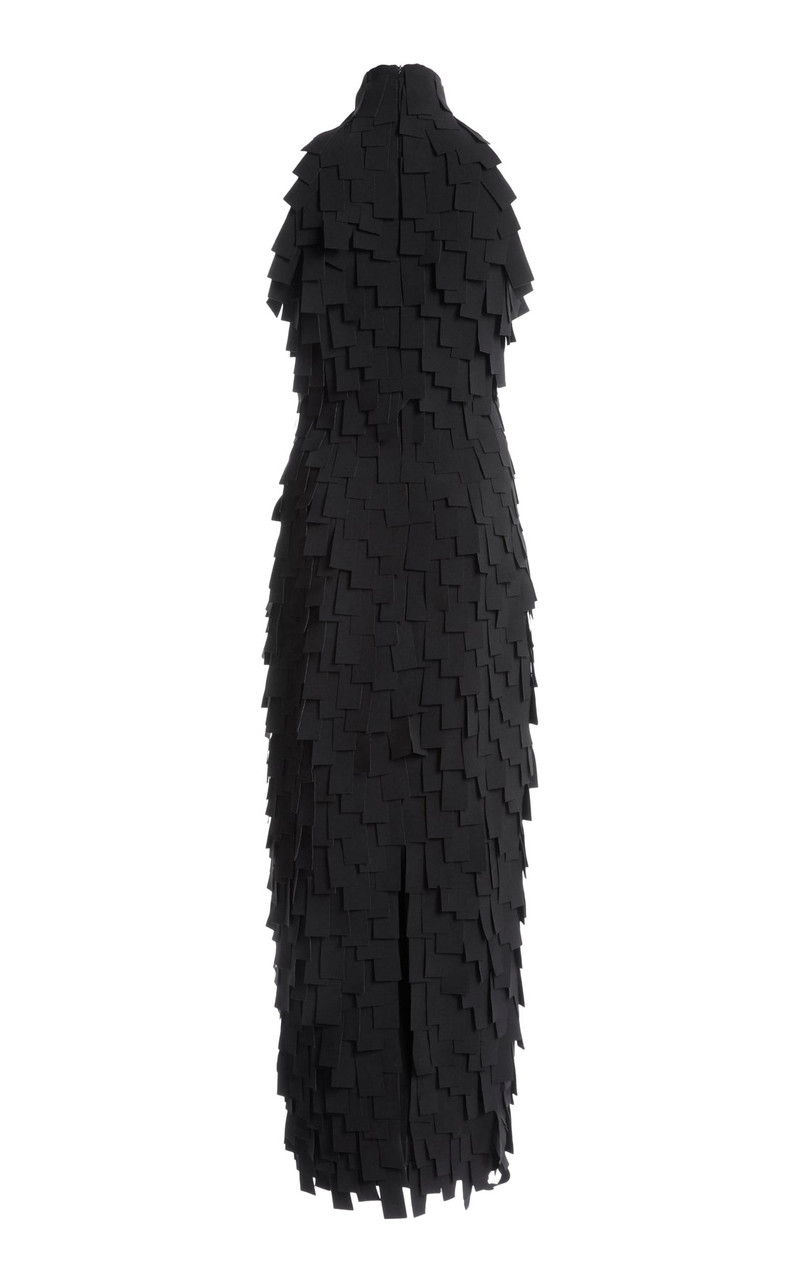 MULTI RECTANGLE HALTERNECK MIDI DRESS BLACK 3