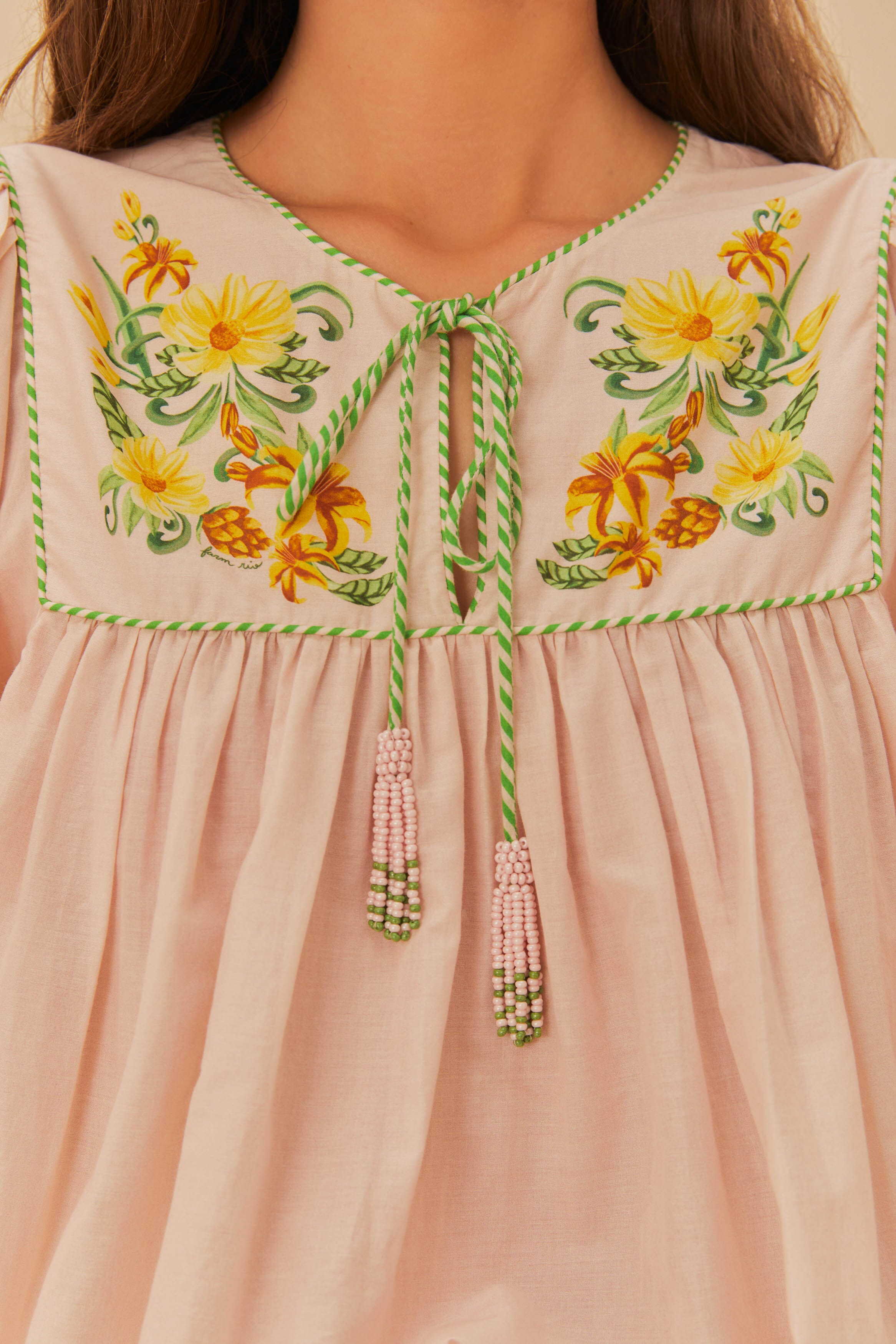 Pink Botanical Beauty Long Sleeve Blouse - 4