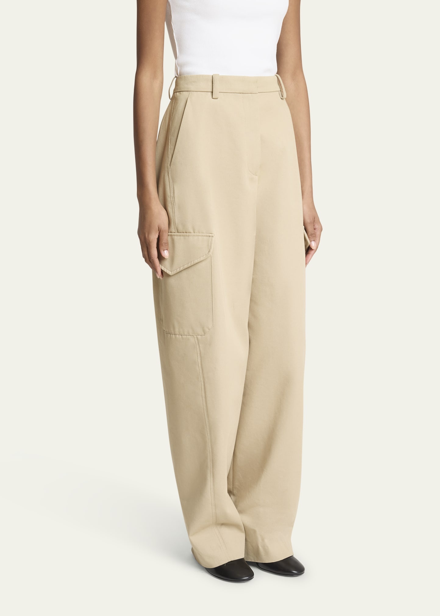 Barrel Leg Cargo Wool Trousers - 4