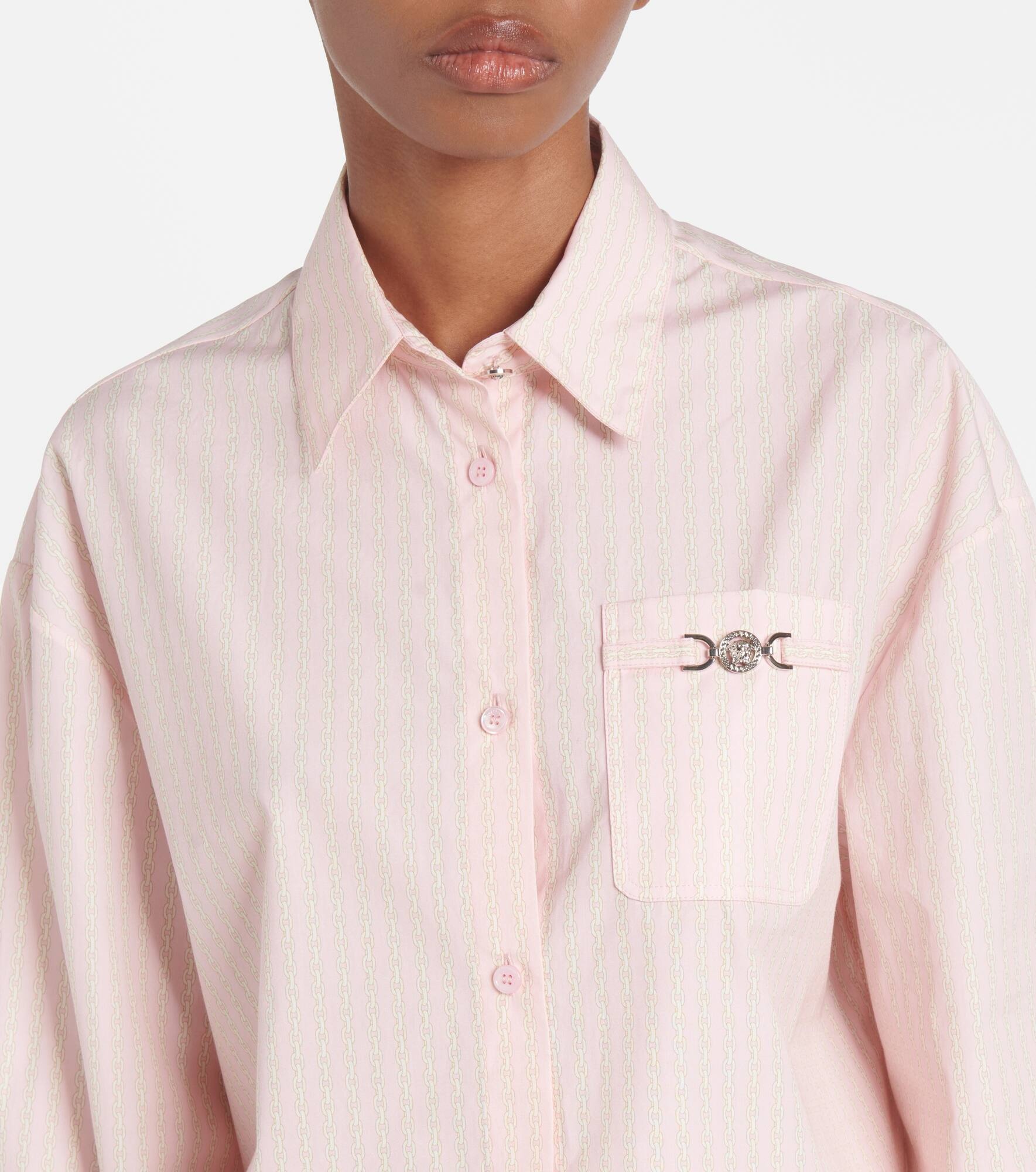 Chain Pinstripe cropped cotton poplin shirt - 4
