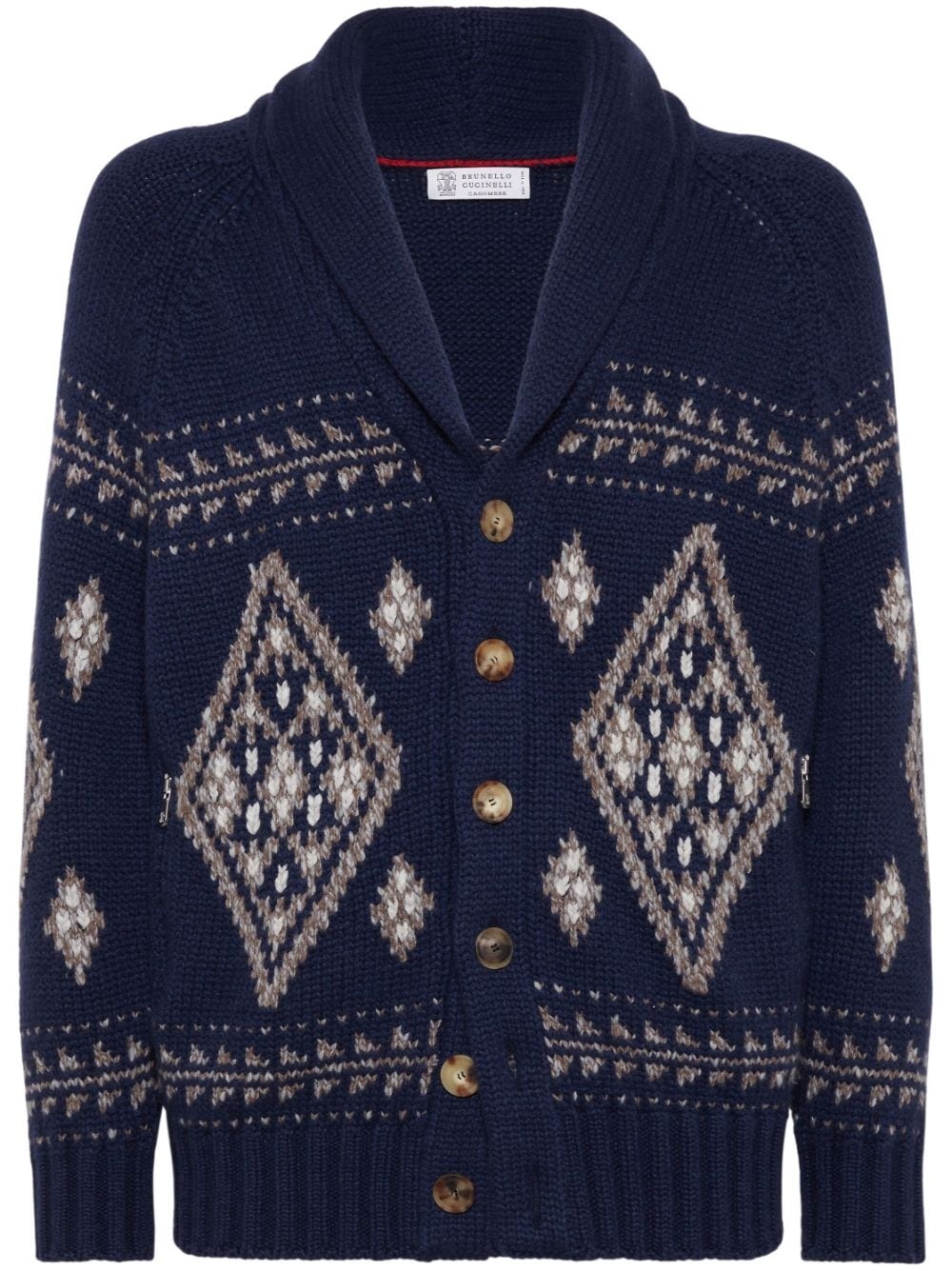 intarsia-knit cashmere cardigan - 1