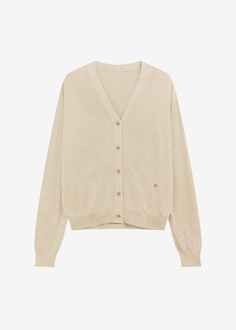 Zina V-Neck Cardigan - Beige 1