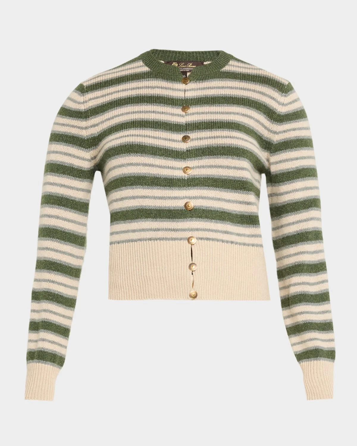 Fobello Striped Cashmere Crewneck Cardigan - 1