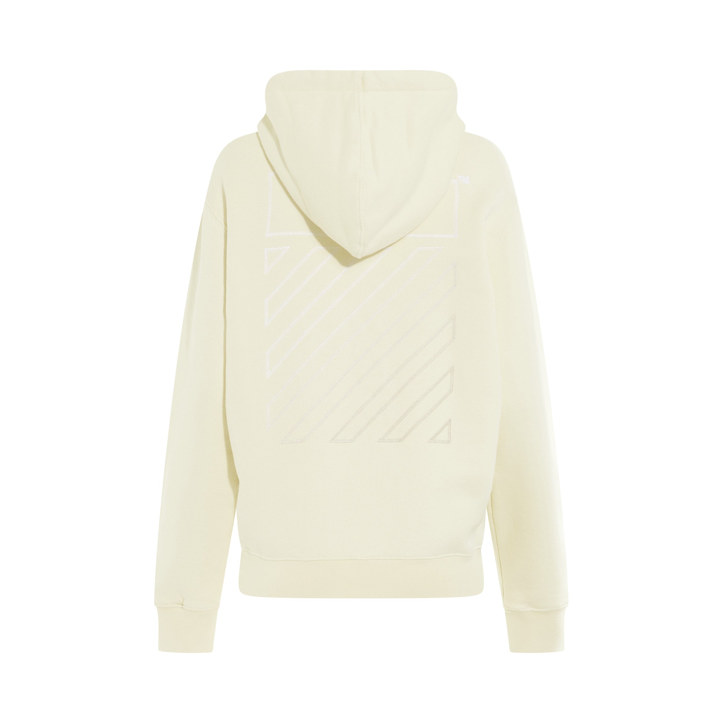 Embroidered Diagonal Tab Hoodie in Beige - 4