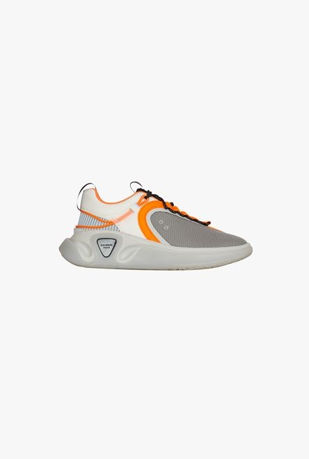 Gray and orange gummy leather and mesh B-Runner sneakers - 1