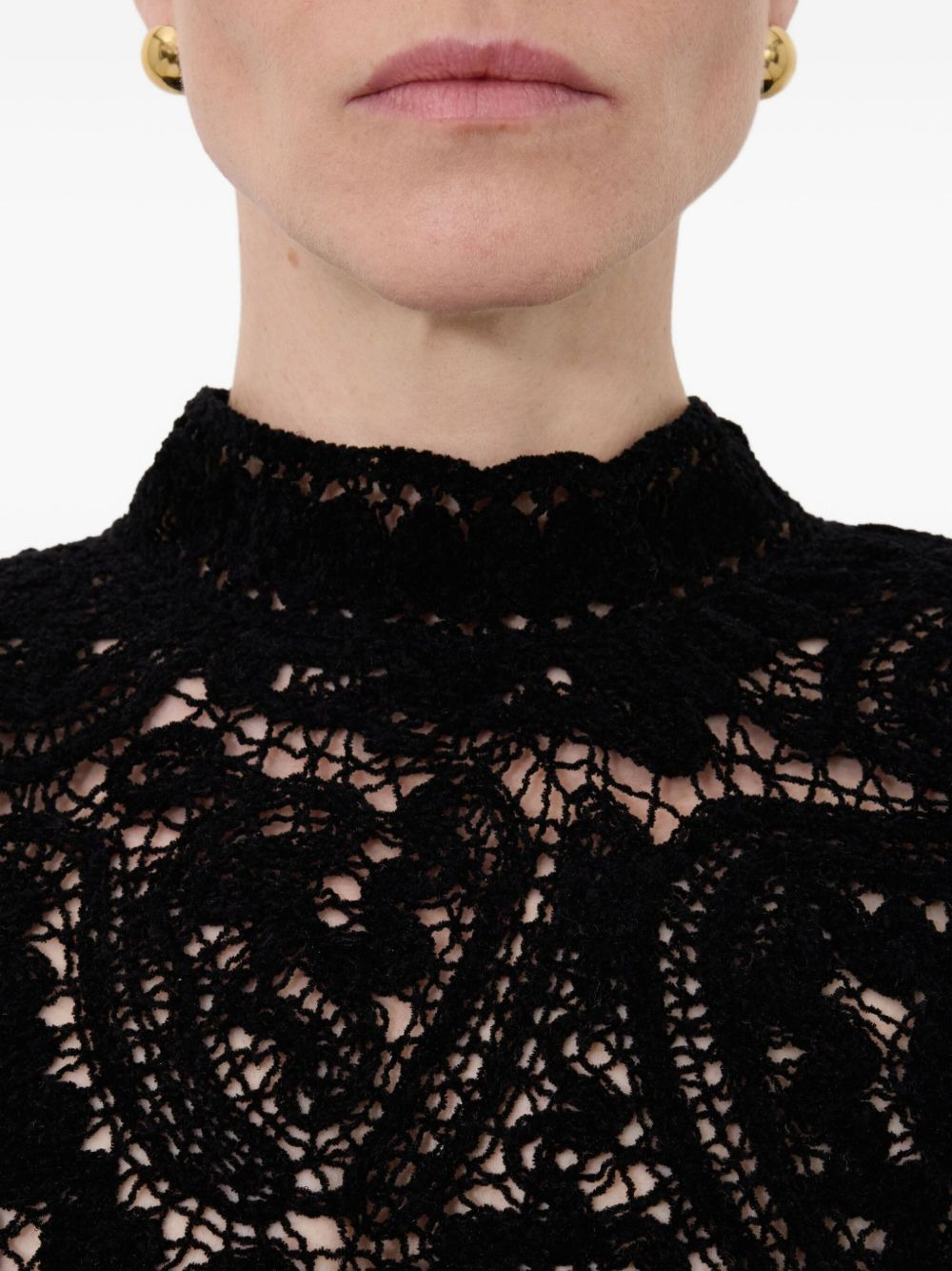 WADE velvet silk lace knit top - 5