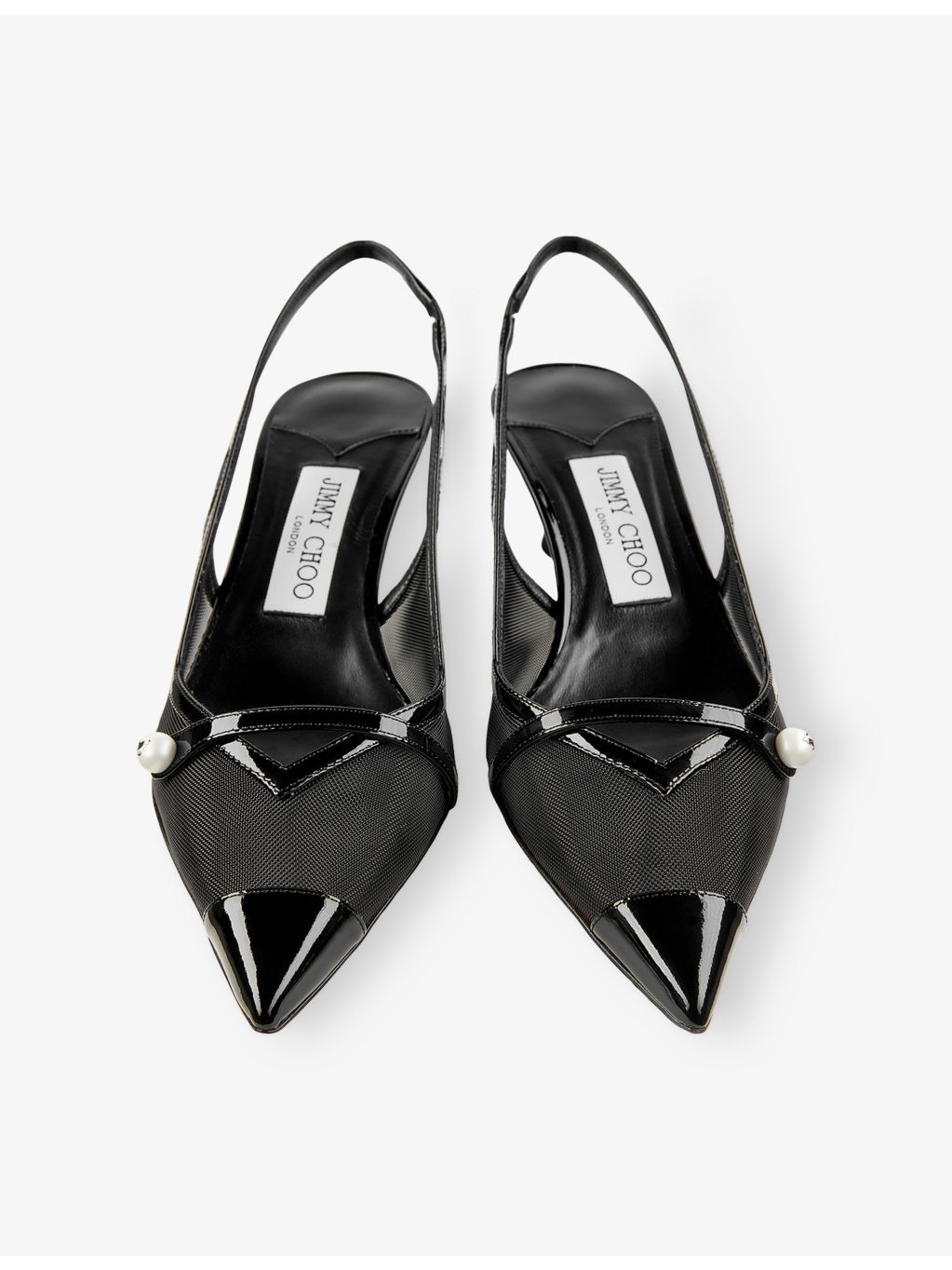 Amita 45 Patent Leather and Mesh Slingbacks - 2