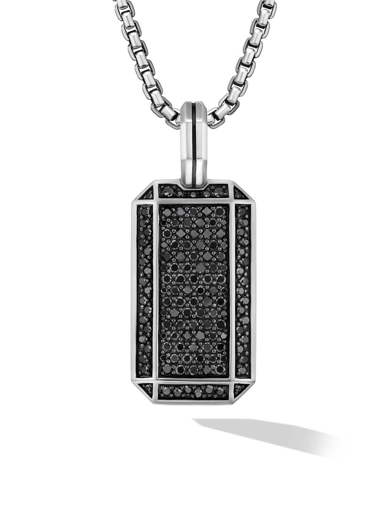 Men's Deco Tag in Sterling Silver - Black Diamond 1