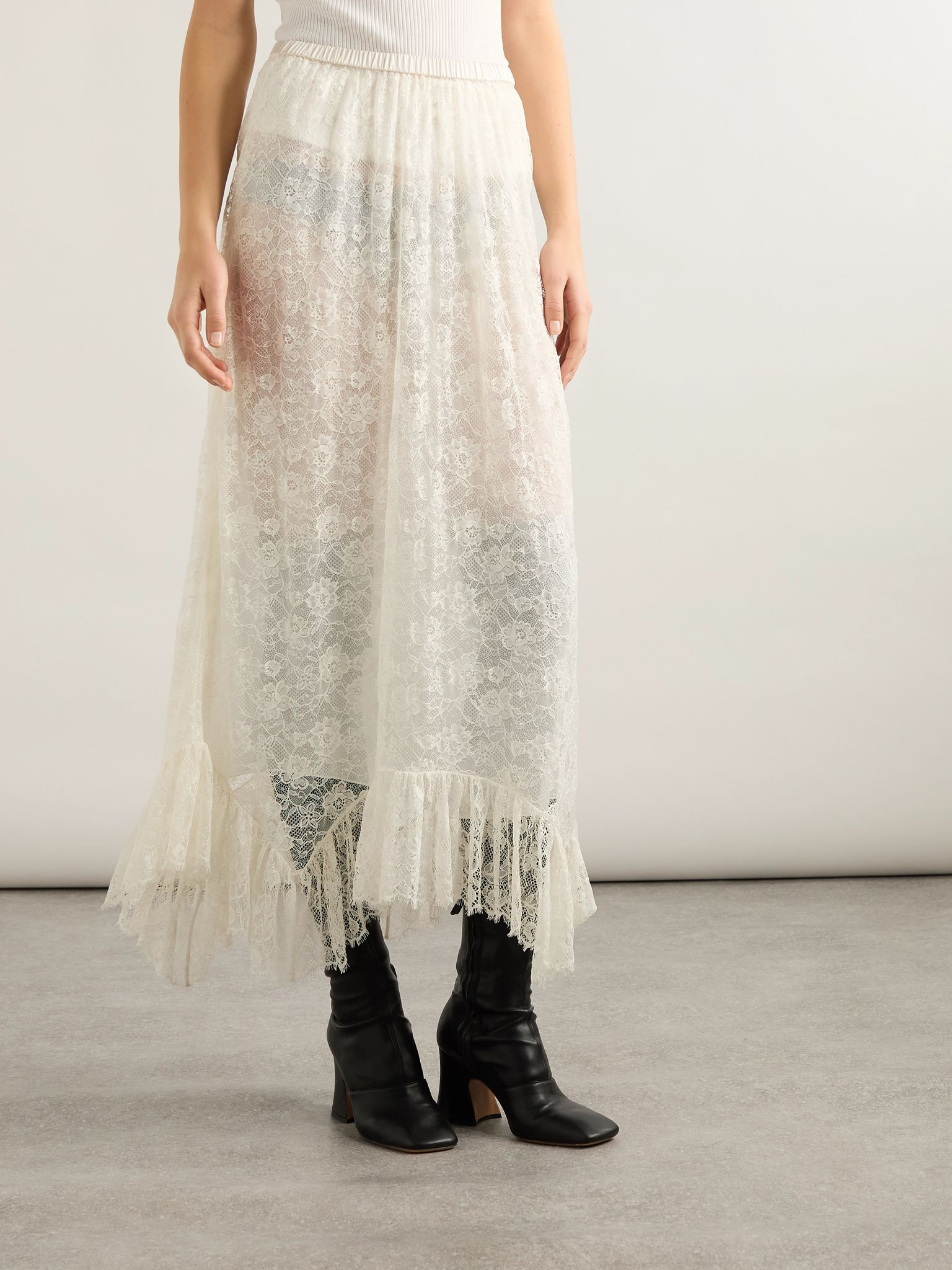 Lace midi skirt White - 3