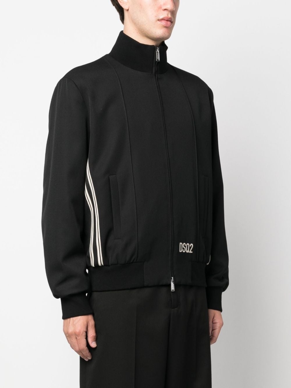 logo-embroidered bomber jacket - 3