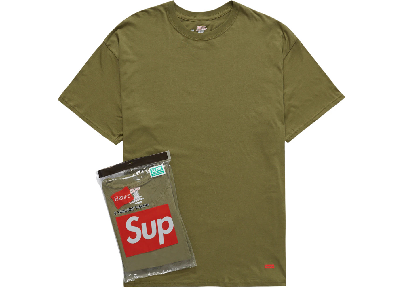 Supreme Hanes Tagless Tees (2 Pack) Olive - 1