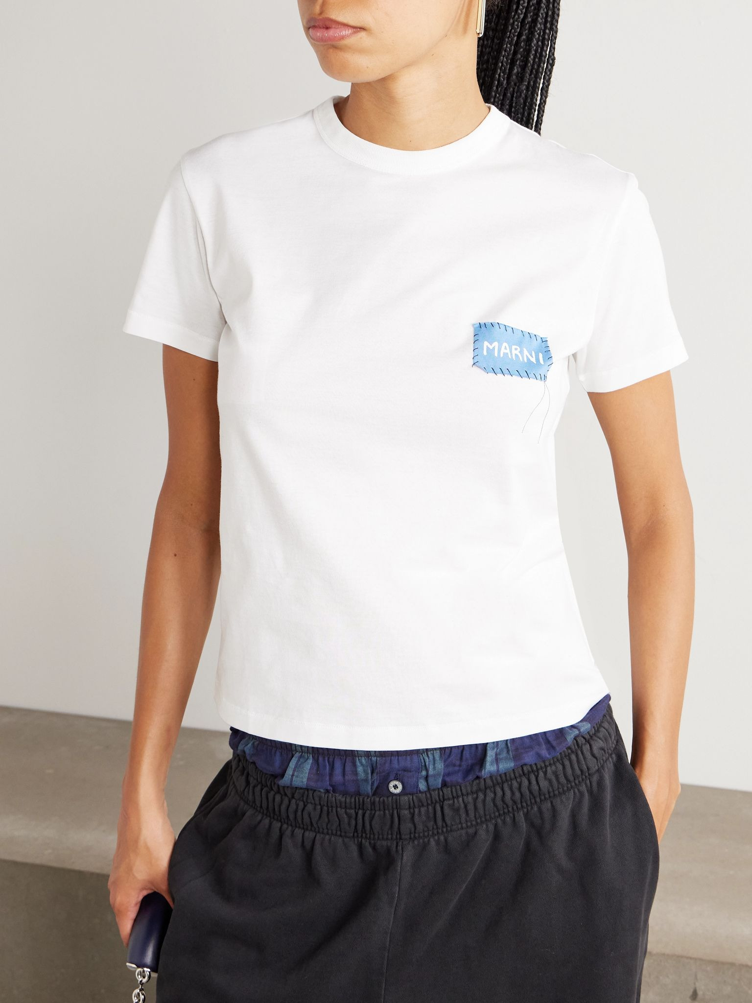 Appliquéd organic cotton-jersey T-shirt White - 3