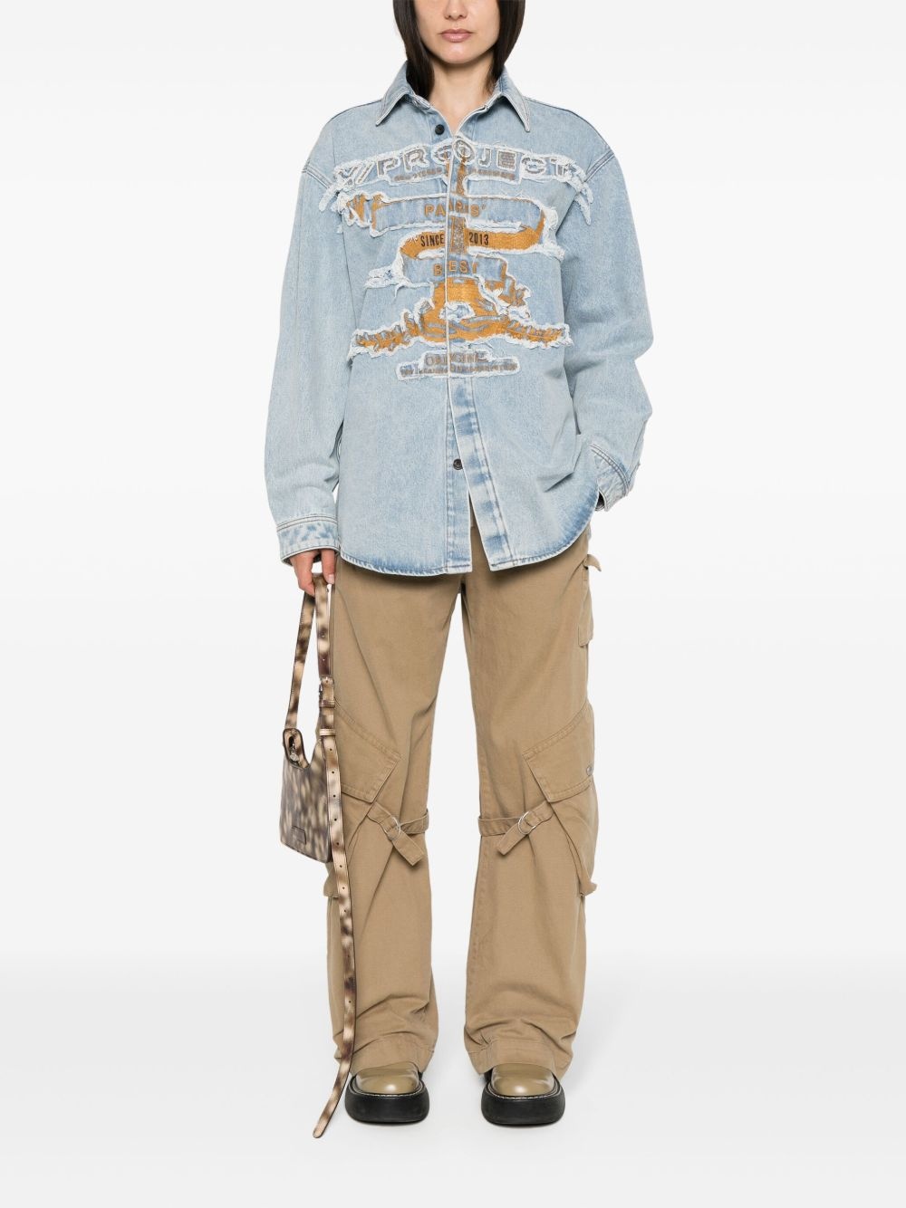 Paris Best Patch Denim Shirt Blue "Blue" - 3