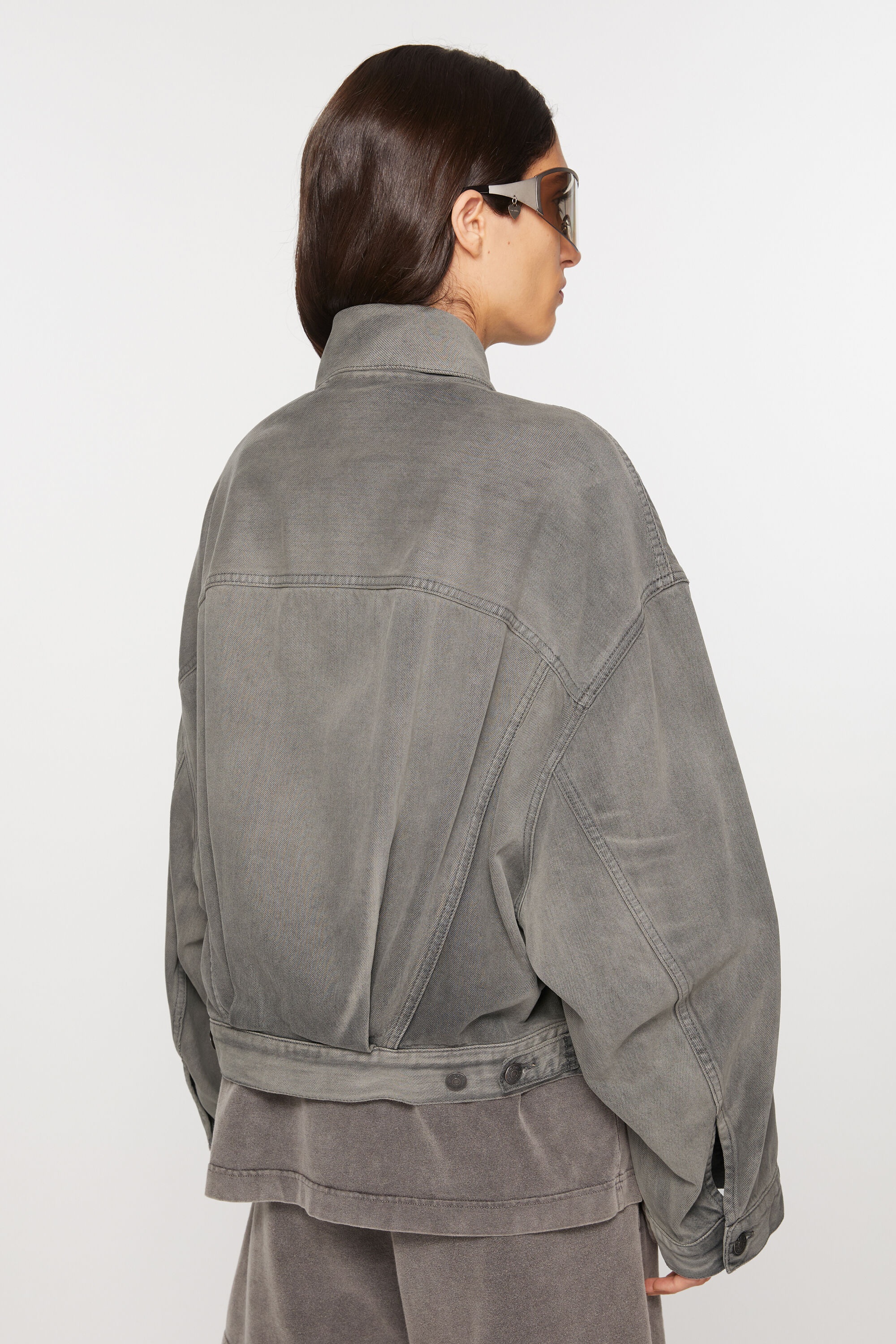 Denim jacket - Relaxed cropped fit - Anthracite grey - 4