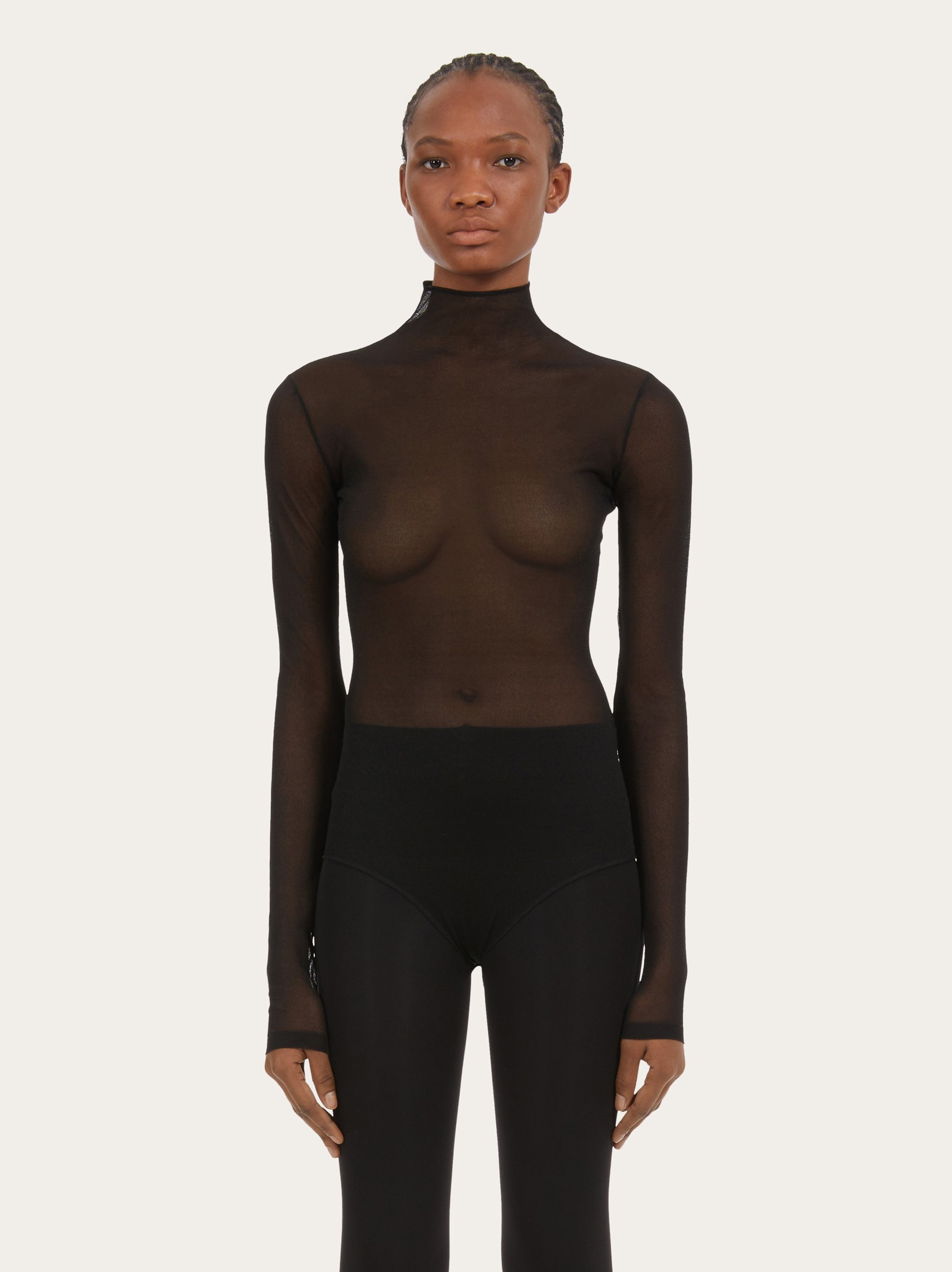 インナー・ルームウェアその他 Salvatore Ferragamo Stretch Viscose Blend Bodysuit FERRAGAMO High neck bodysuit | REVERSIBLE