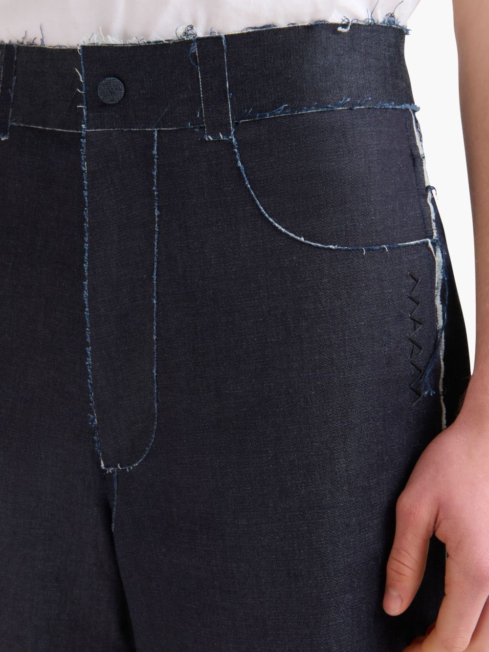 high-waisted denim shorts - 5