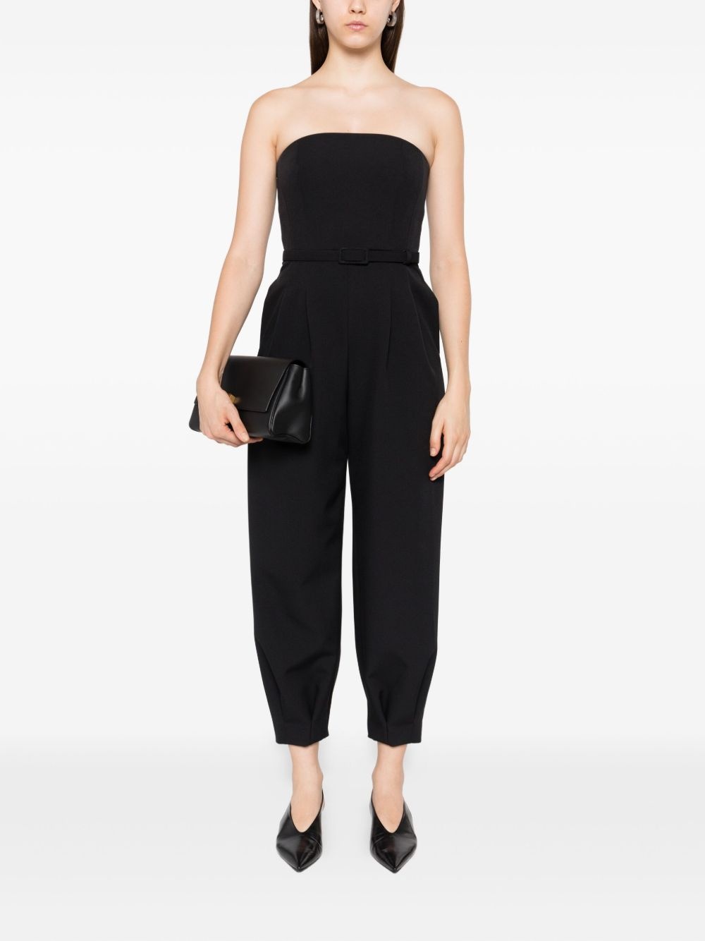 strapless belted jumpsuit - 2