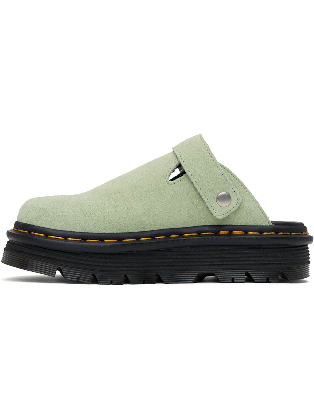 Green Zebzag Suede Slingback Platform Slip-On Loafers - 3