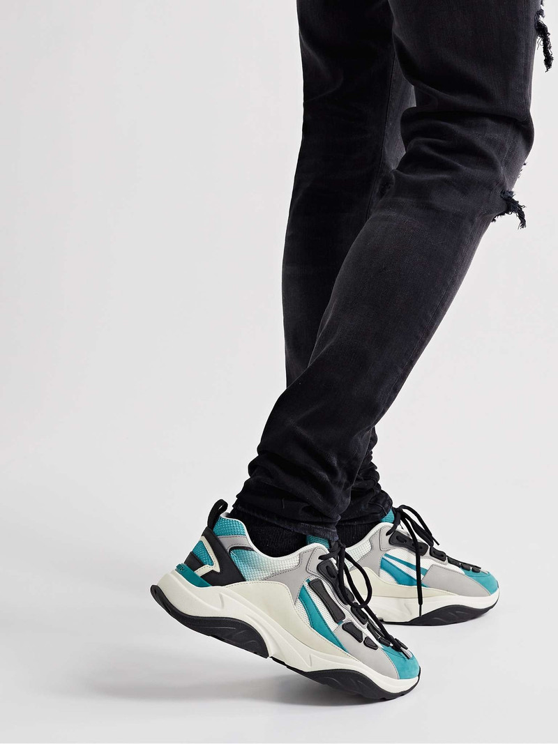 AMIRI Bone Runner Nubuck-Trimmed Mesh Sneakers outlook
