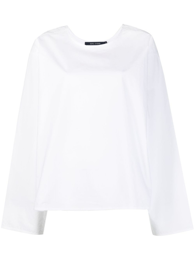 plain long-sleeve blouse 1