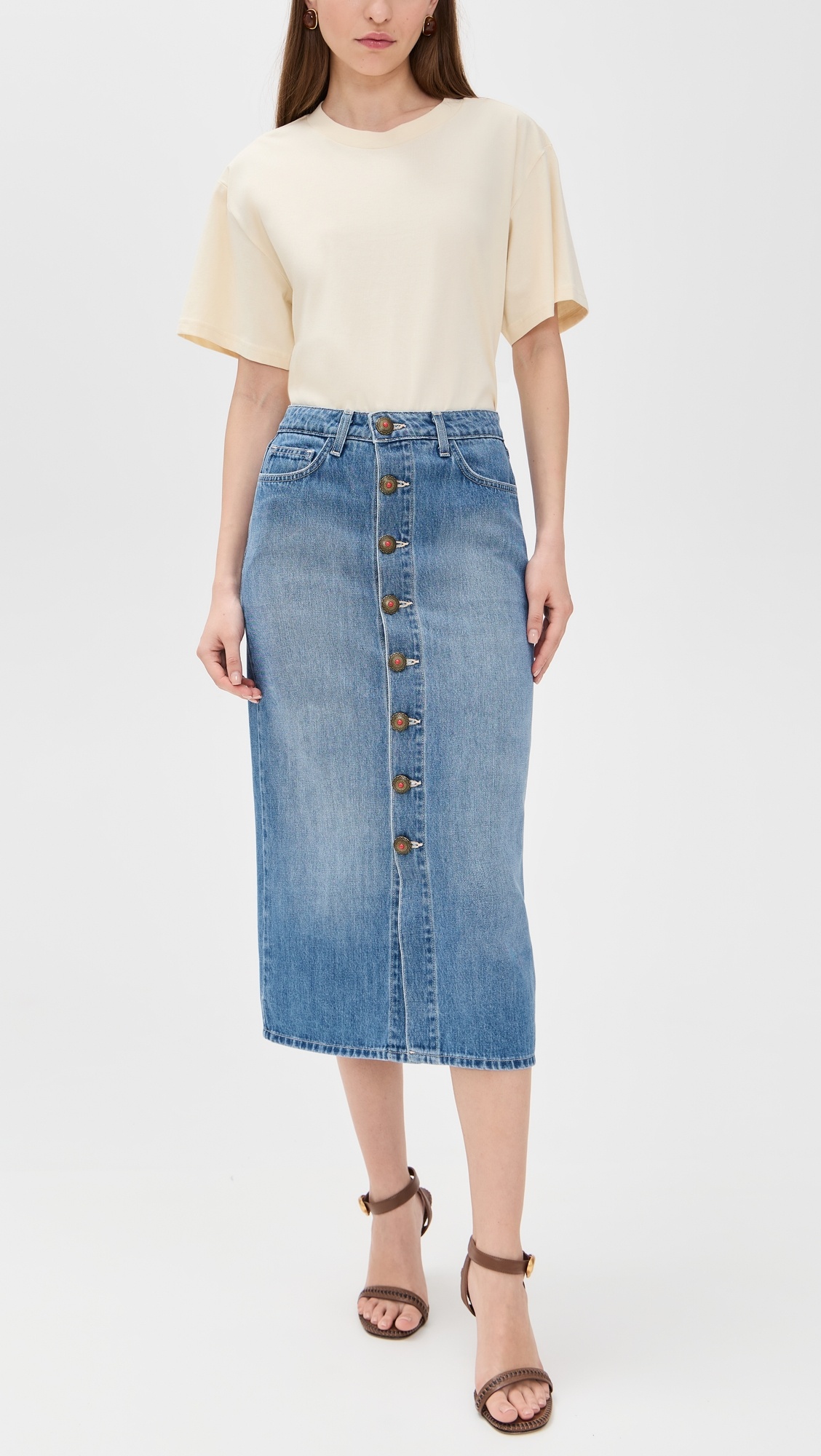 Kathleen Button Front Midi Skirt - 4