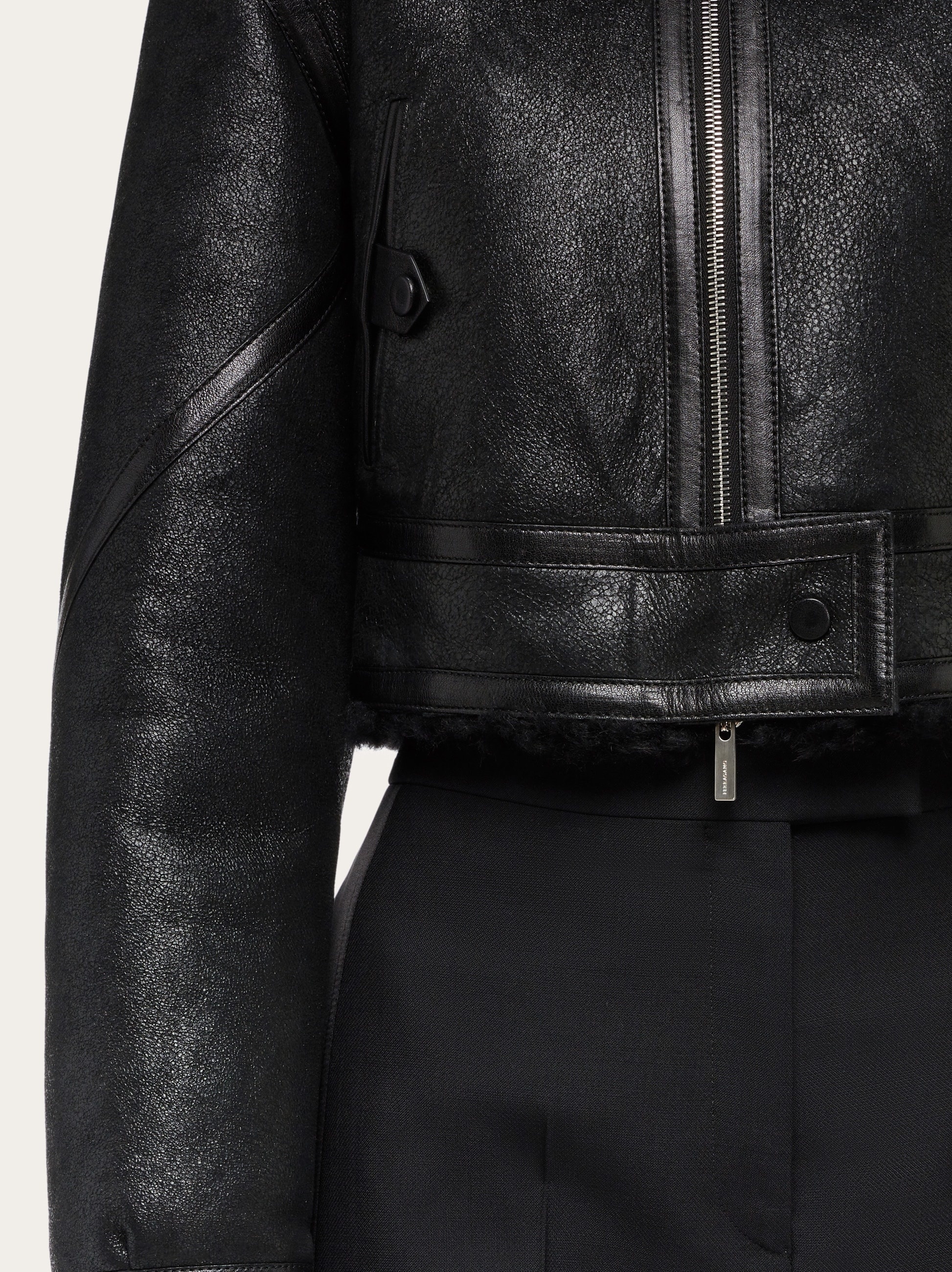 Cropped shearling bomber - 4