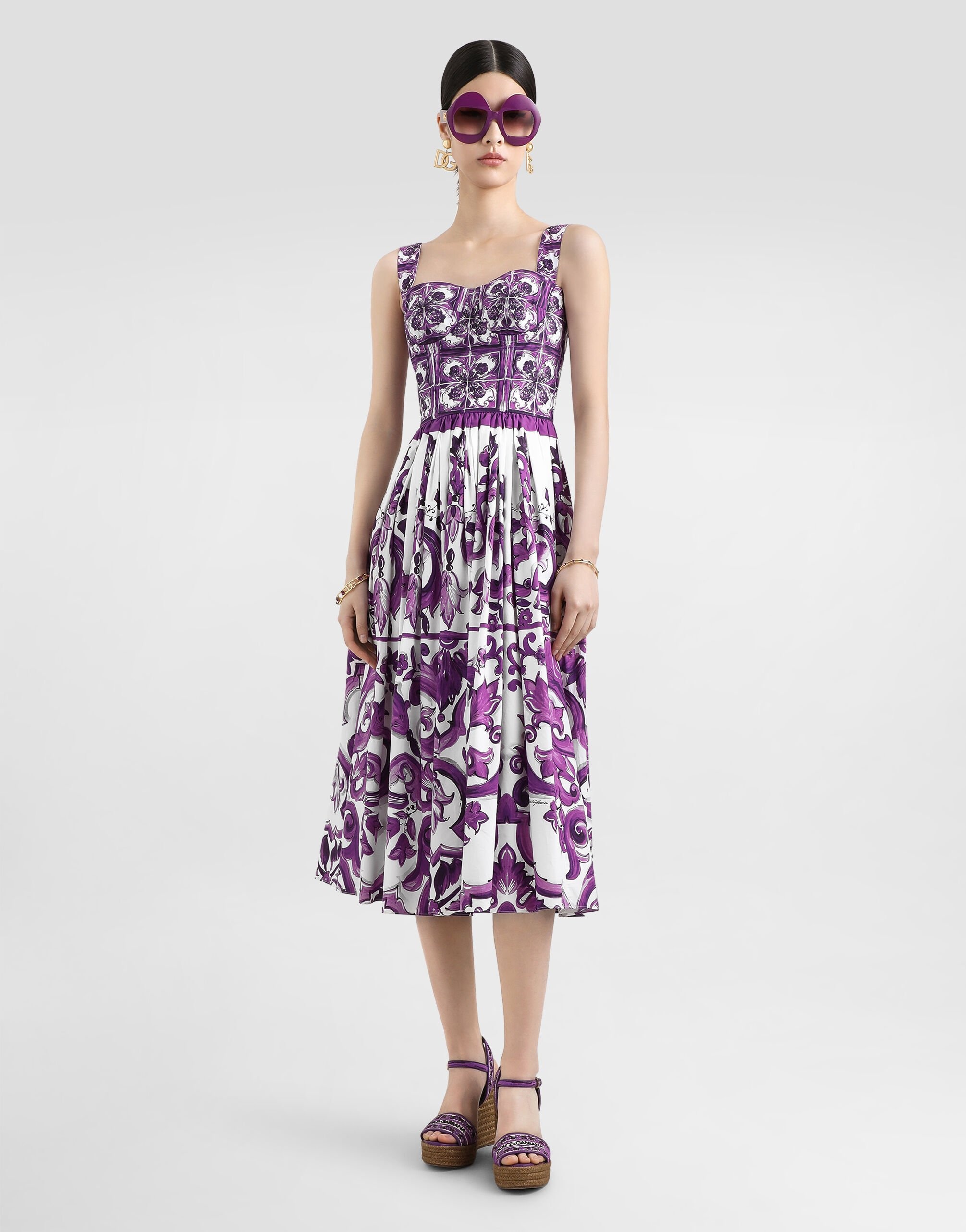 Majolica-print poplin dress - 2