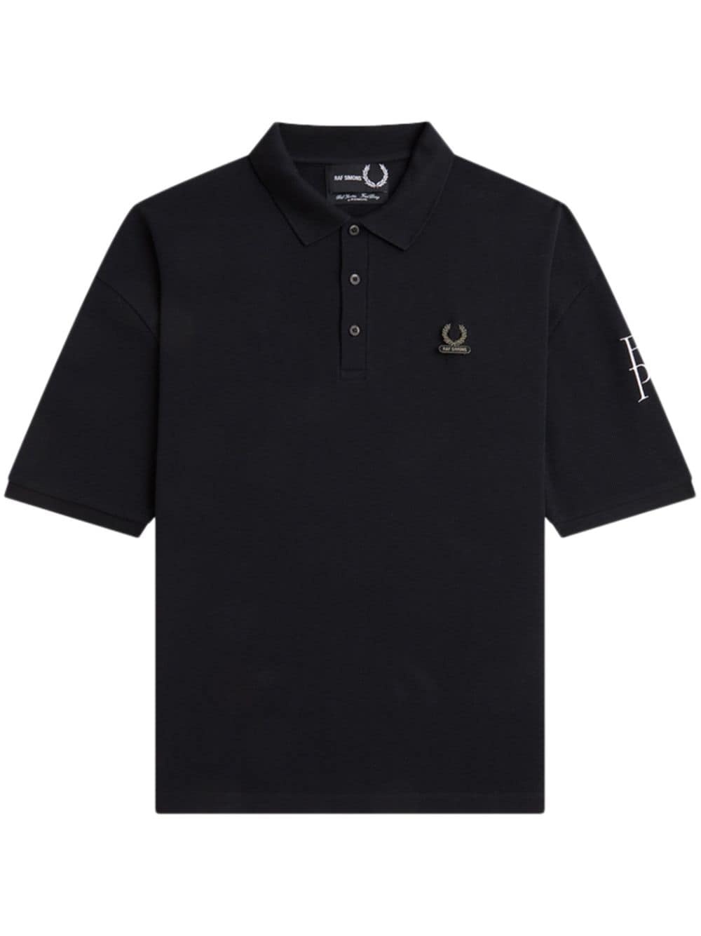 logo-plaque cotton polo shirt - 1