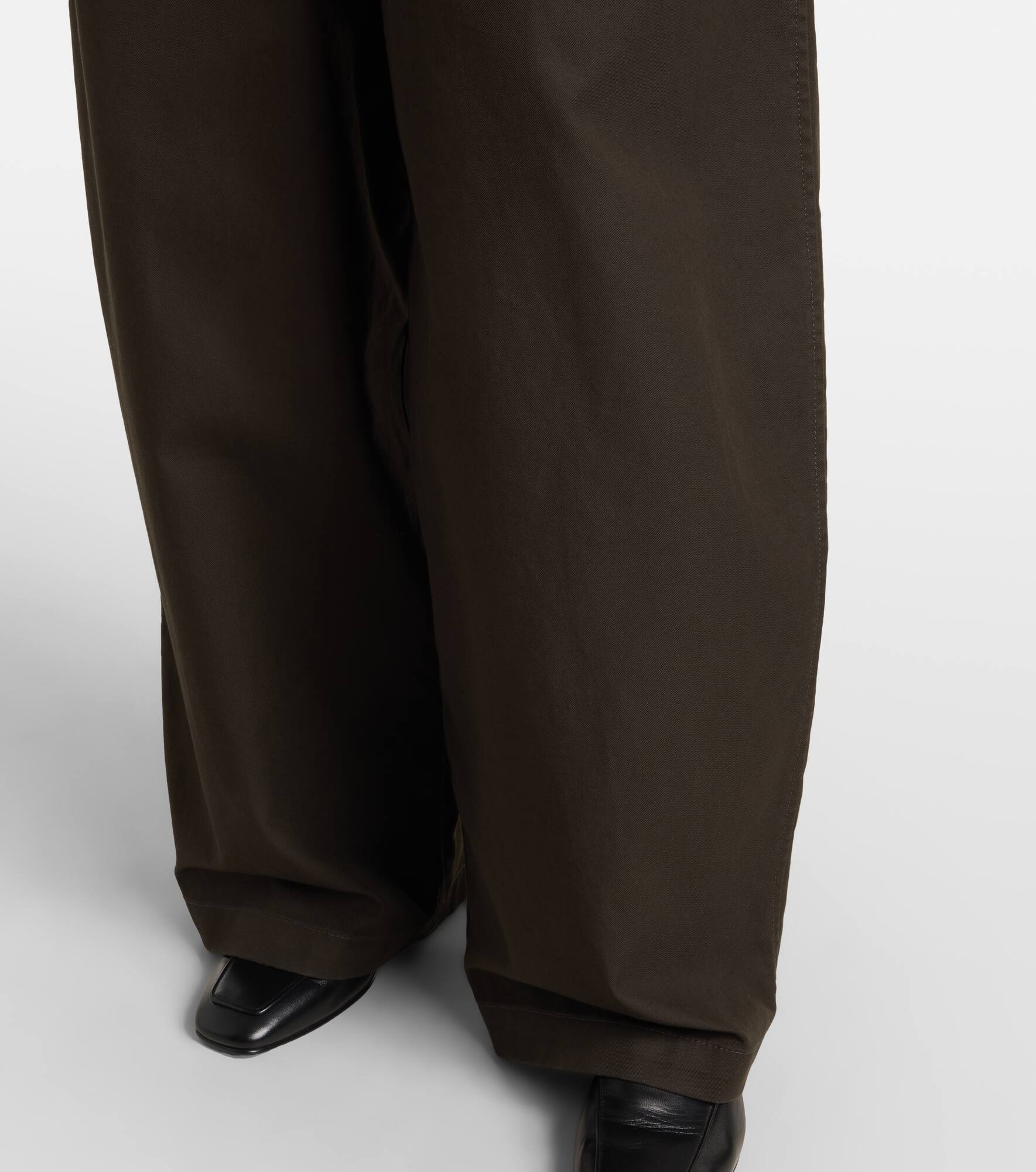 High-rise cotton twill wide-leg pants - 5