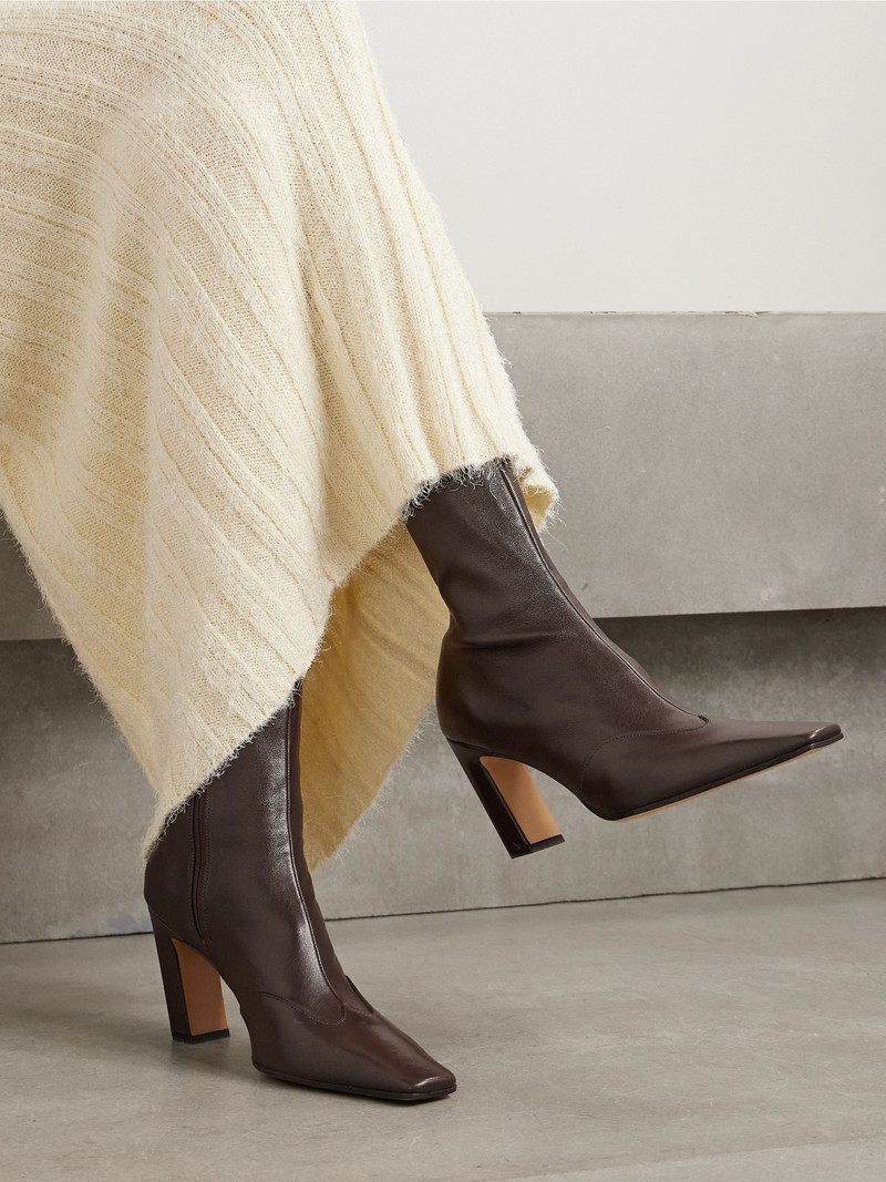 KHAITE Nevada leather ankle boots Chocolate outlook